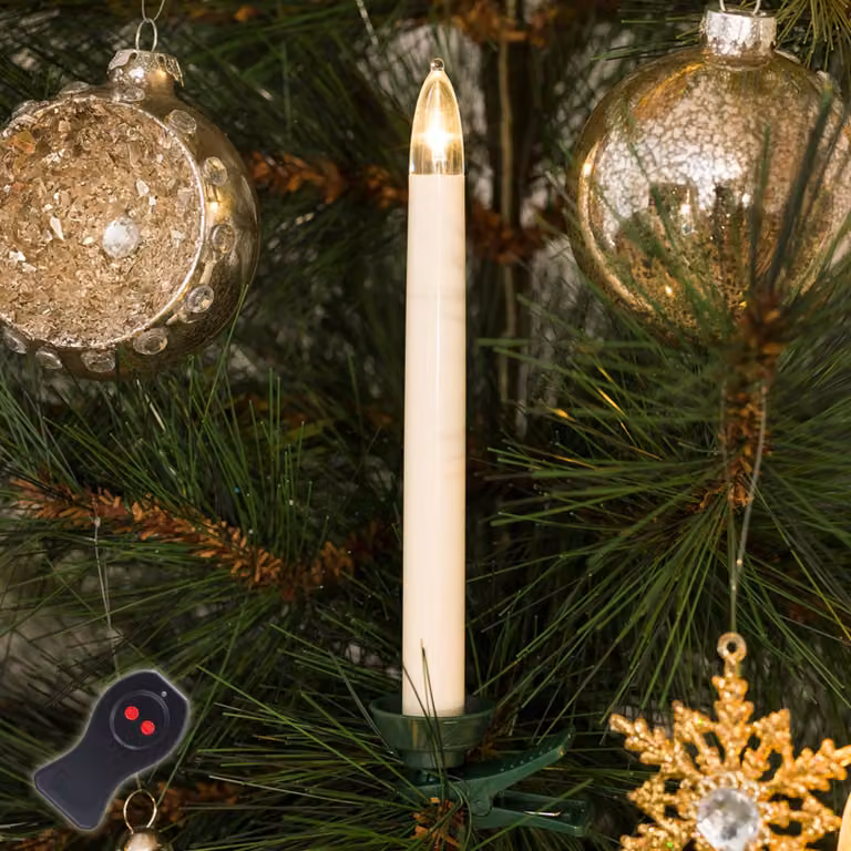Konstsmide Christmas Candele LED per albero senza fili 16 cm set da 10 BAUMKERZEN, Verde, Plastica, Ghirlanda luminosa senza filo