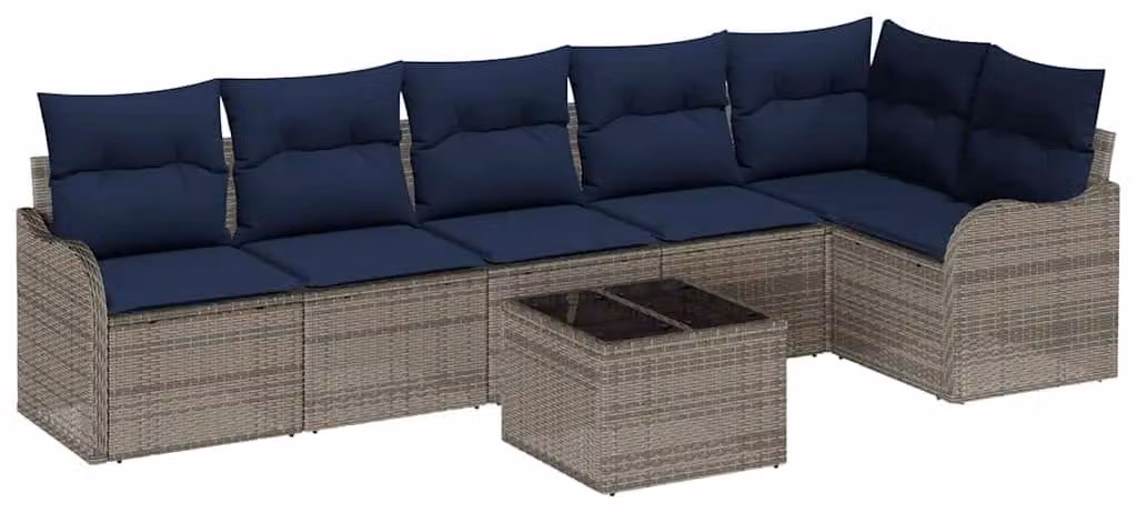 Set di divani da giardino in rattan grigio