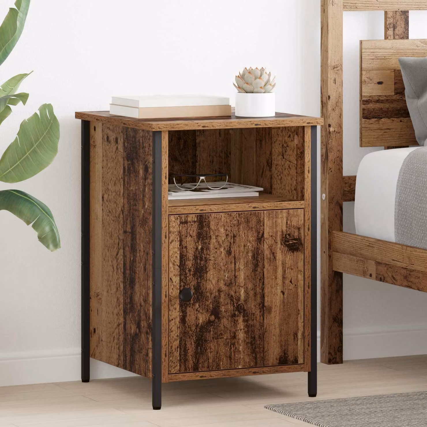 Set di 2 Armadi da Notte vidaXL in Legno Vecchio Marrone L/P/H: 40 x 42 x 60 cm