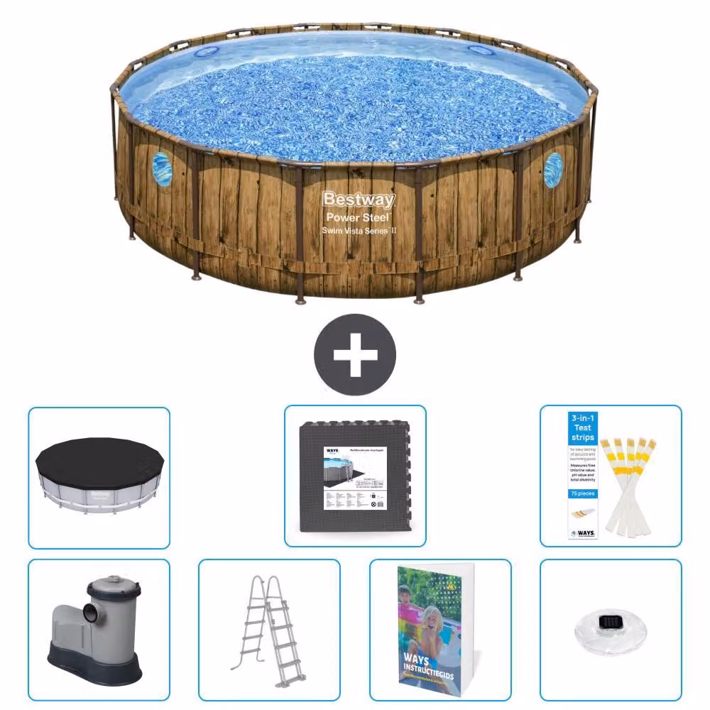 Bestway Power Steel, piscina rotonda - 488x122 cm - composta da 6 parti, modello S608