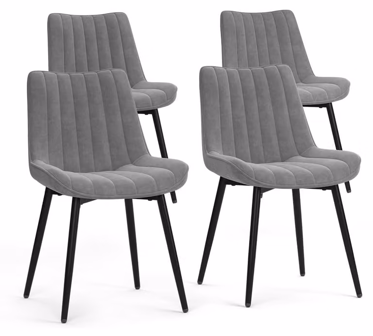 Sedie Vicco Ravlo Grigio/Nero 51 x 57 cm Set di 4, Model 61390