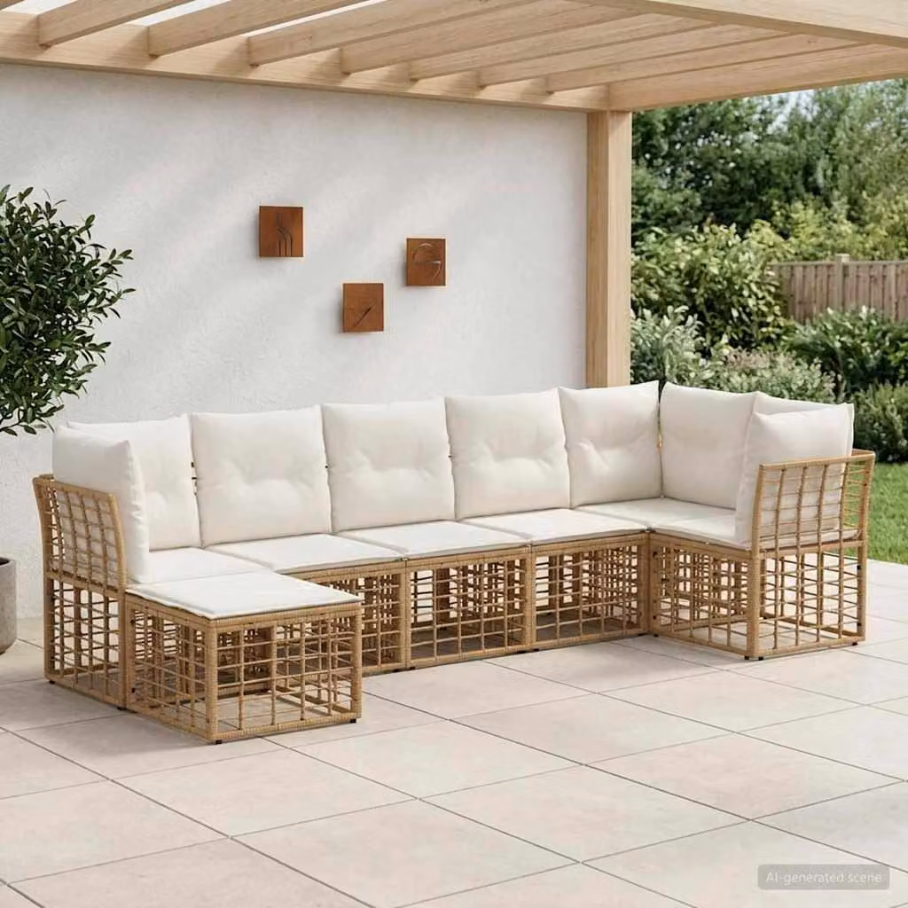 Maison Exclusive - Set divani da esterno in poliestere naturale