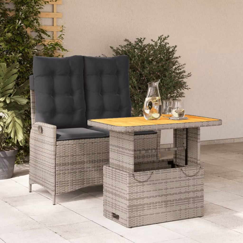 Set da Pranzo da Giardino Moderno vidaXL in Legno di Acacia Oliato e Polyrattan Grigio e Marrone – 1
