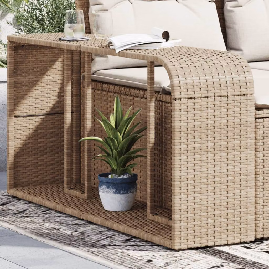 Set di 2 Scaffali Portaoggetti vidaXL in Polyrattan e Metallo, Colore Beige