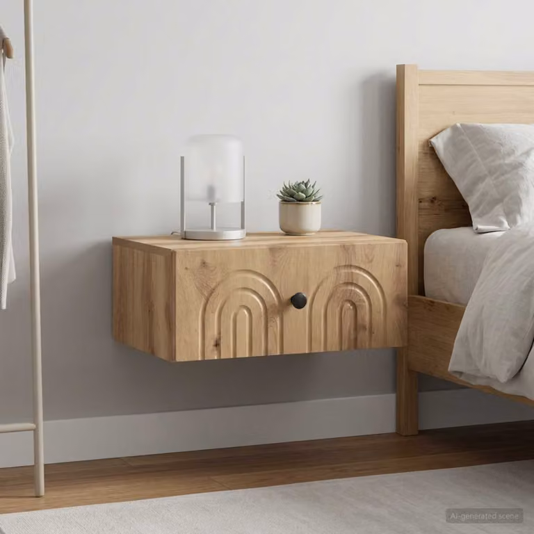 Set di 2 comodini sospesi vidaXL in stile Rovere Artigianale, Colore Marrone