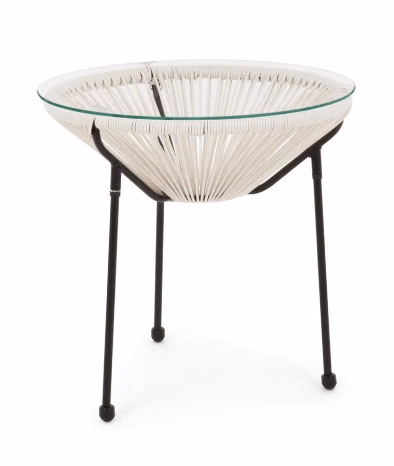 Tavolino PARKER corda bianca Ø50×50 cm