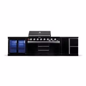Cucina da esterno GORILLER® BLACKBACK M2, grill a gas XXL con doppio frigorifero, superficie di lavoro aggiuntiva e spazio di archiviazione nero