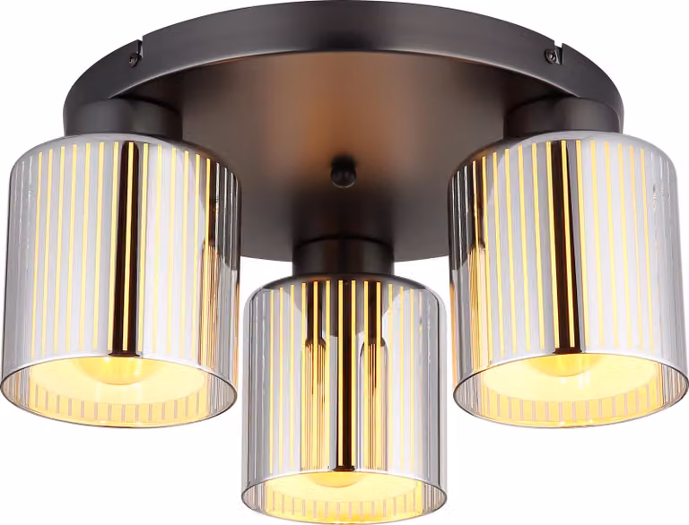 Lampada da soffitto, metallo nero, vetro cromato, D 34,5 cm