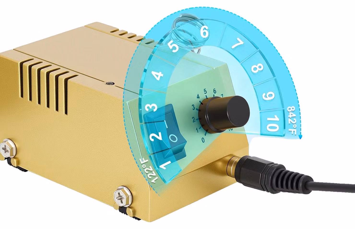 Stazione di saldatura, temperatura regolabile, design a basso consumo energetico, giallo chiaro