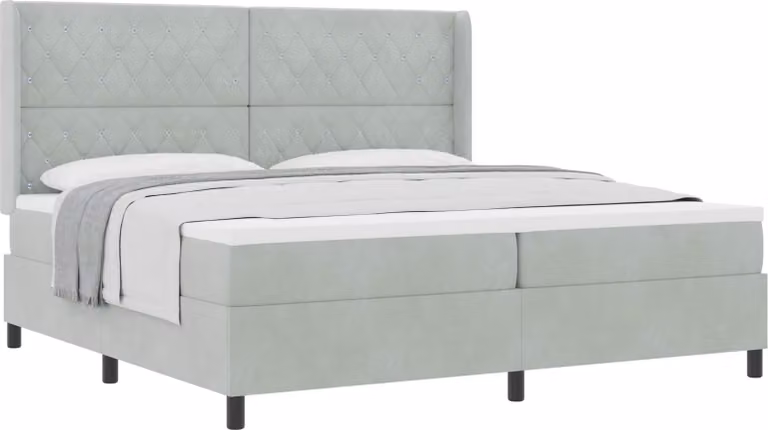 Maison Exclusive - Letto a molle con materasso Grigio chiaro 200 x 200 cm Velluto