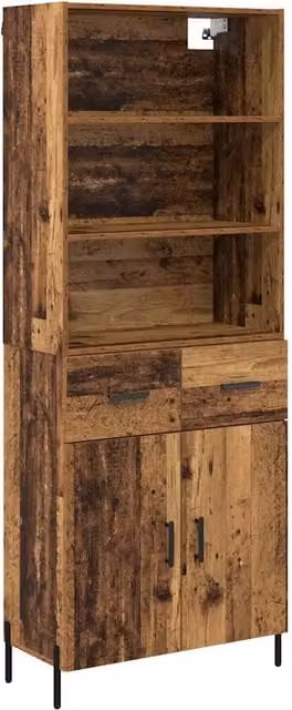 Credenza | Madia | Buffet da pranzo | Armadio da pranzo Legno vecchio 69,5 x 32,5 x 180 cm Legno multistrato