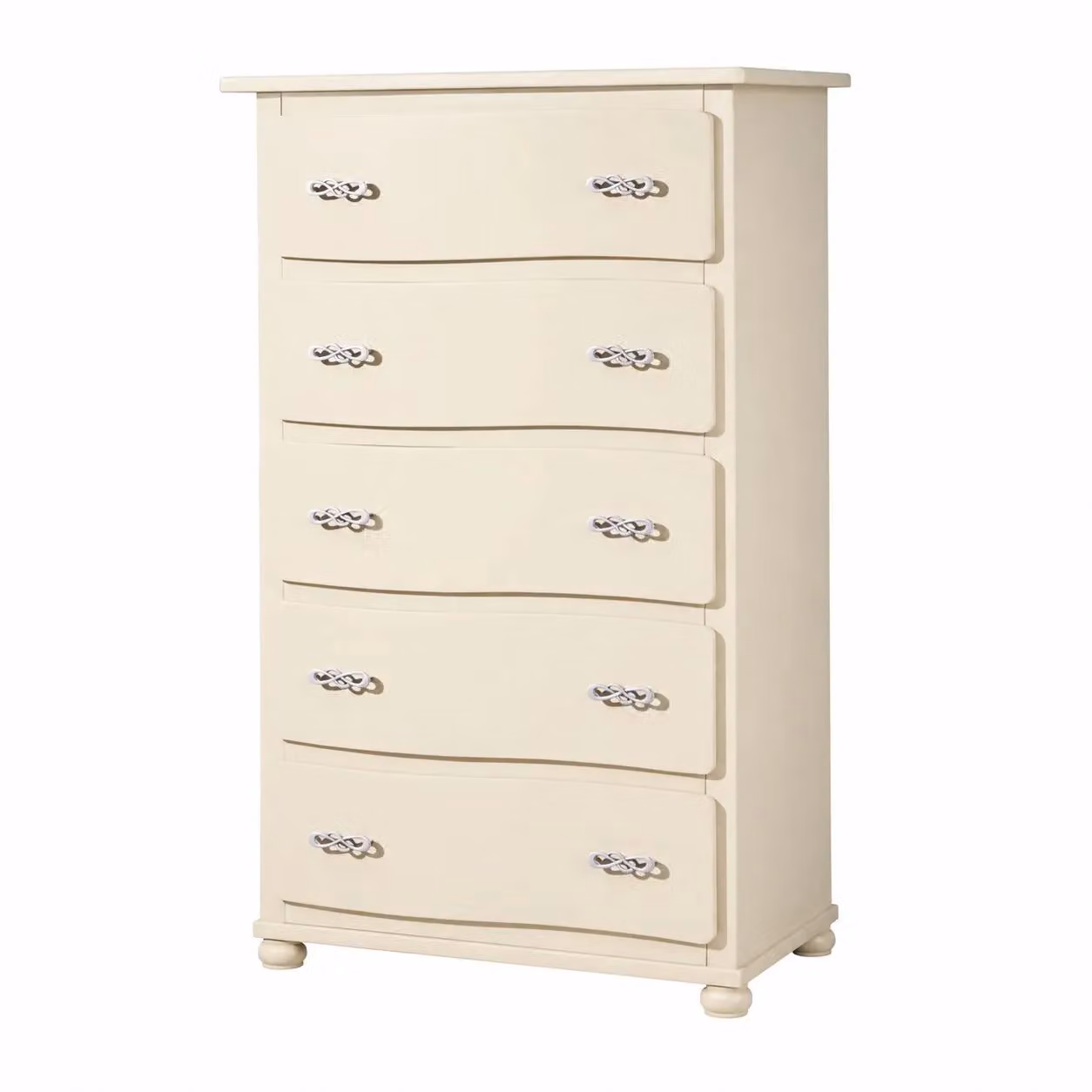 Cassettiera classica onda con 5 cassetti in legno beige Mobili 2G L/P/H: 90 x 50 x 145 cm – 1