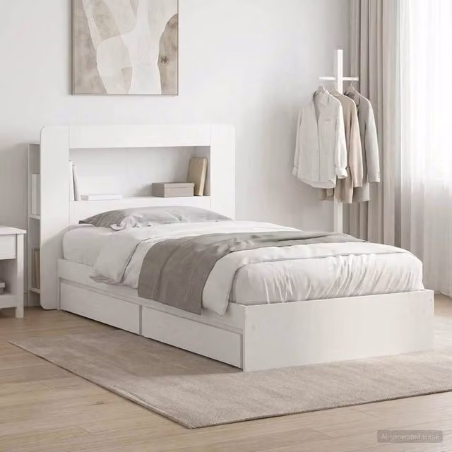 Telaio del letto con storage con cassetto Bianco 80 x 200 cm 3433623