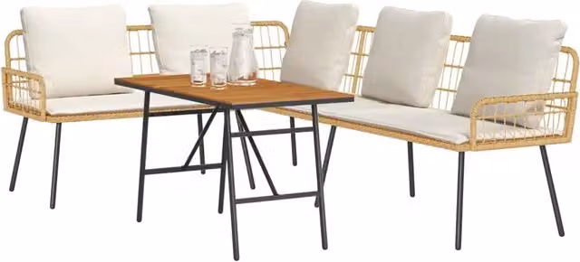 Set Divano da Giardino 2 pz | Set Salotto da Giardino Beige polyrattan