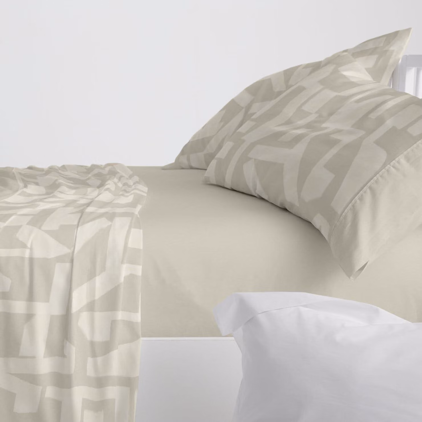 Set di lenzuola bianche, adatto a letti da 135 cm di larghezza (disponibili anche altre misure), design 141, colore grigio chiaro (135 x 190/200 cm)