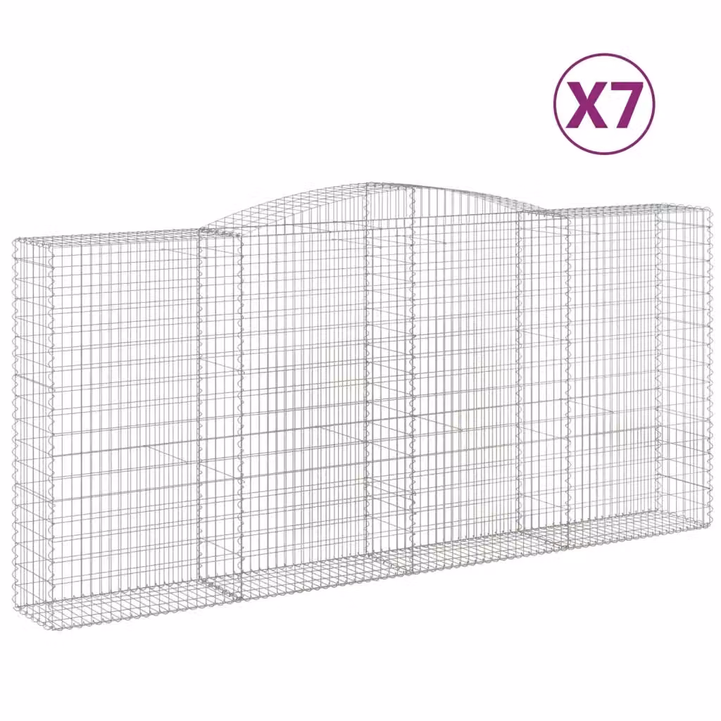 Set di 7 Cesti Gabbioni ad Arco Videx in Acciaio Zincato Colore Argento L: 400 cm, P: 50 cm, H: 180/200 cm – 2