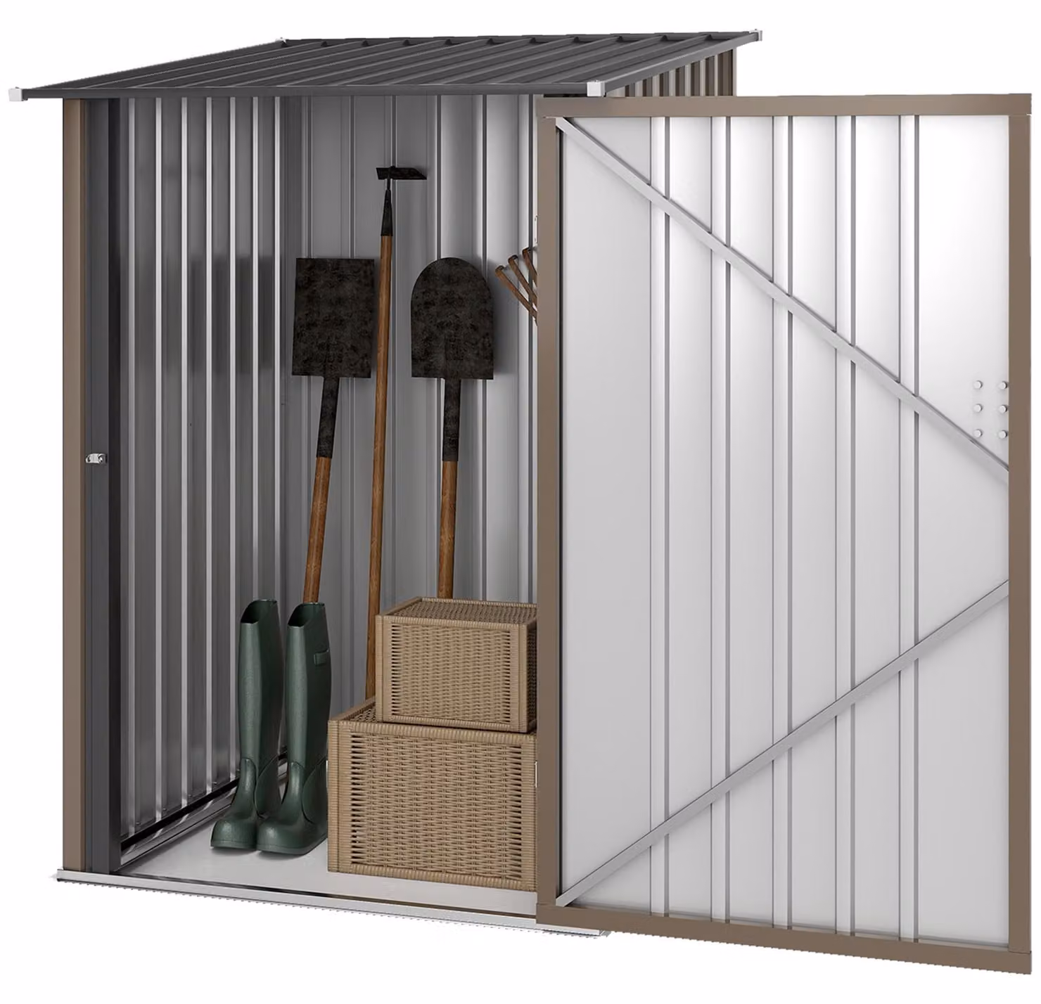 Casetta per attrezzi Outsunny in acciaio, 0,92 m² con tetto a una falda per balcone