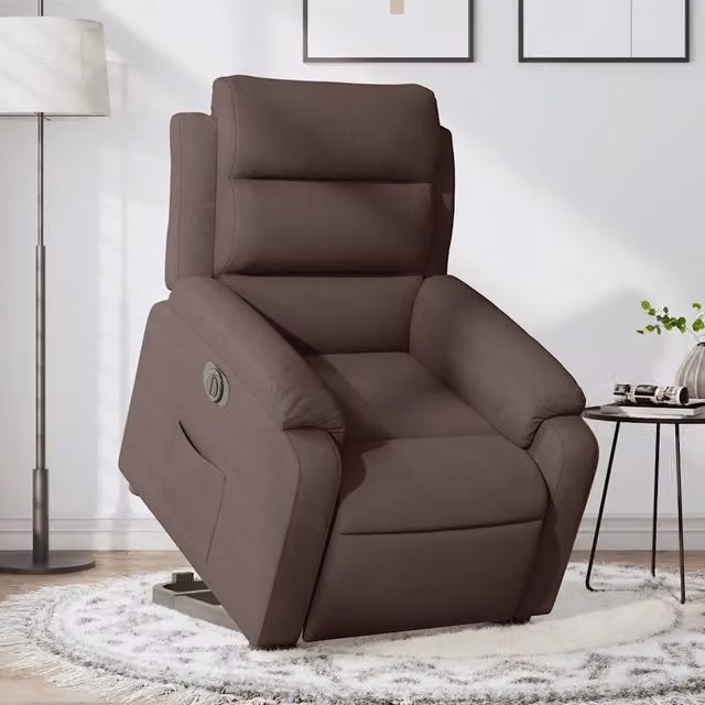 Poltrona Alzapersona Reclinante Elettrica vidaXL Marrone con Braccioli e Rivestimento in Tessuto – 1