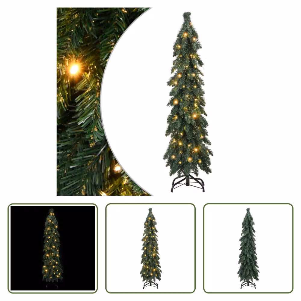 The Living Store Albero di Natale artificiale con illuminazione 60 LED 120 cm