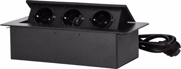 Presa schuko da incasso ORNO OR-GM-9033(GS)/B, 3680W, 230V, 3x2P+T, cavo 1,5 m, bordo piatto fresato, nero