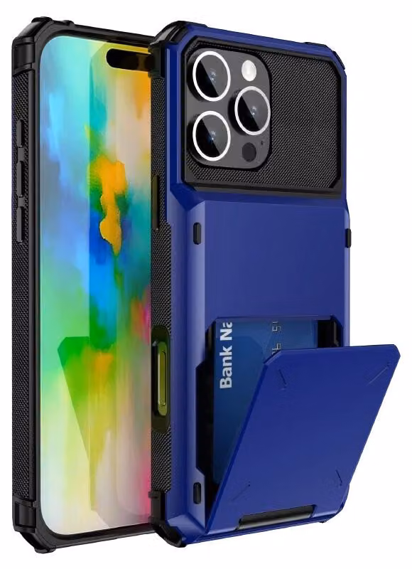 Custodia protettiva per telefono, resistente agli urti, con slot per schede, colore blu