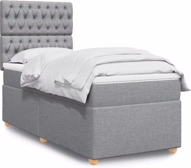 Giroletto a Molle con Materasso Grigio Chiaro 90x190 cm Tessuto 3291142