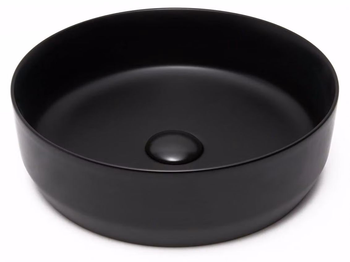 Lavabo SAT LOFTY Ø 39cm x 12h con set di scarico, nero opaco