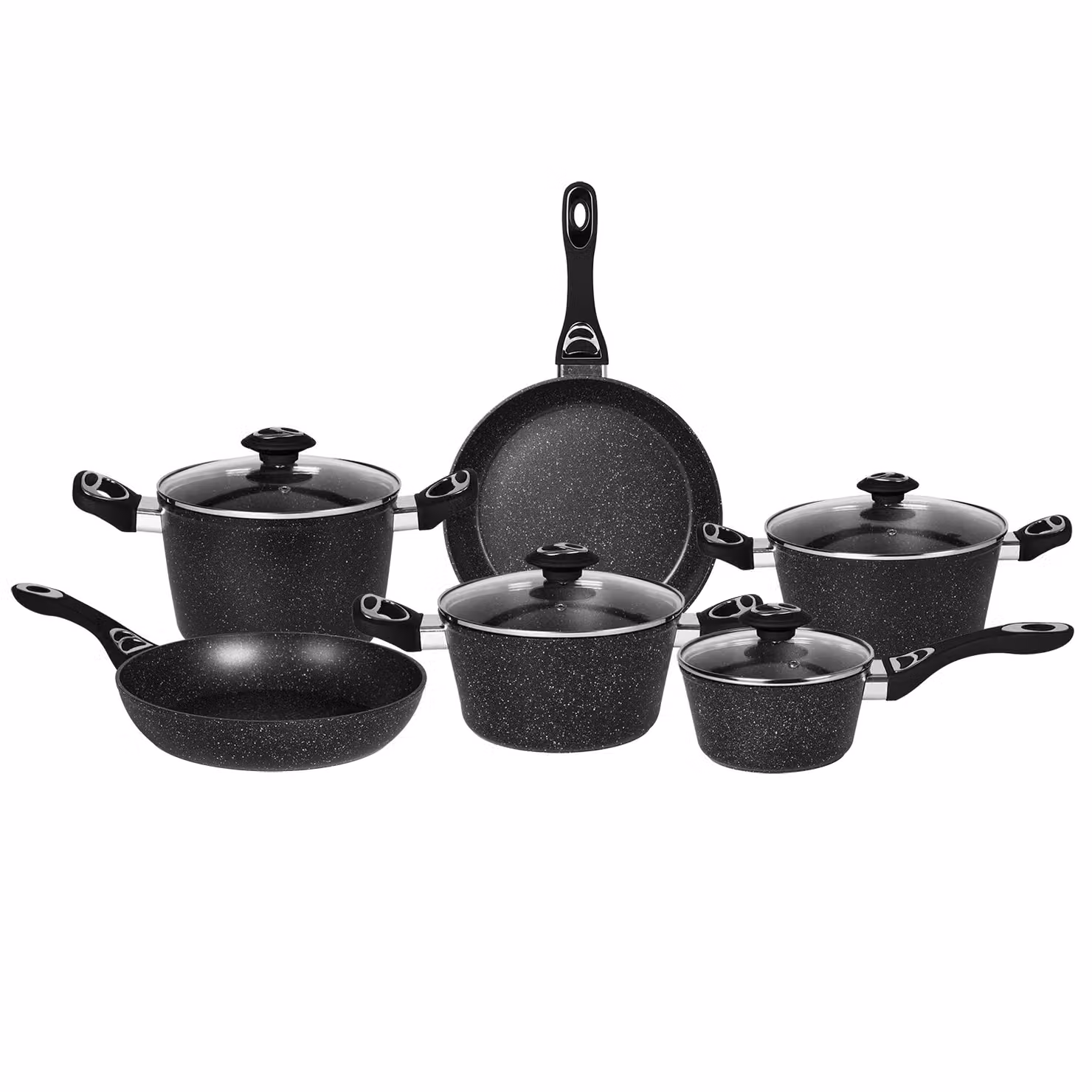 GUSTO CASA Set di Pentole CookStone 10 Pezzi in Alluminio Pressofuso con Effetto Pietra e Rivestimento Antiaderente, Compatibile con Induzione – 1