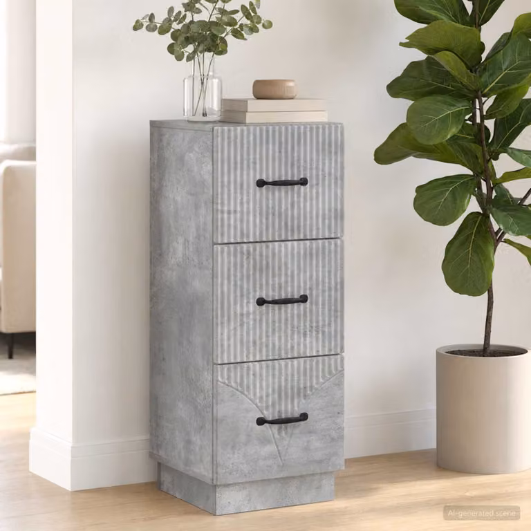 Carrello mobile con cassetti vidaXL in legno MDF grigio, L 33 cm x P 34,5 cm x H 87 cm