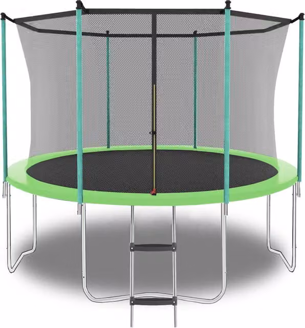 Trampolino 8FT da esterno verde, con rete di sicurezza e scala, portata massima 181 kg