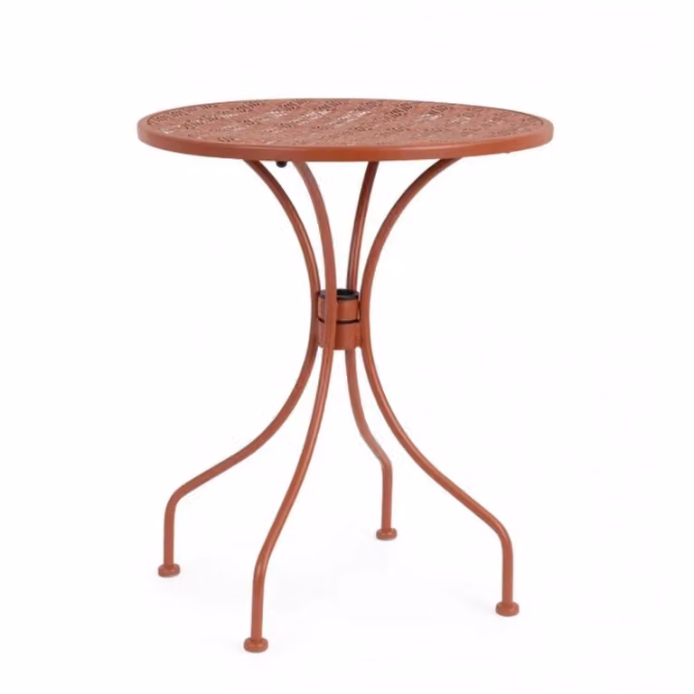Tavolo LIZETTE in acciaio rosso scuro Ø60 cm