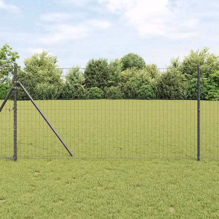 Recinzione Euro vidaXL in ferro rivestito in PVC Grigio, L: 10 m, H: 1 m