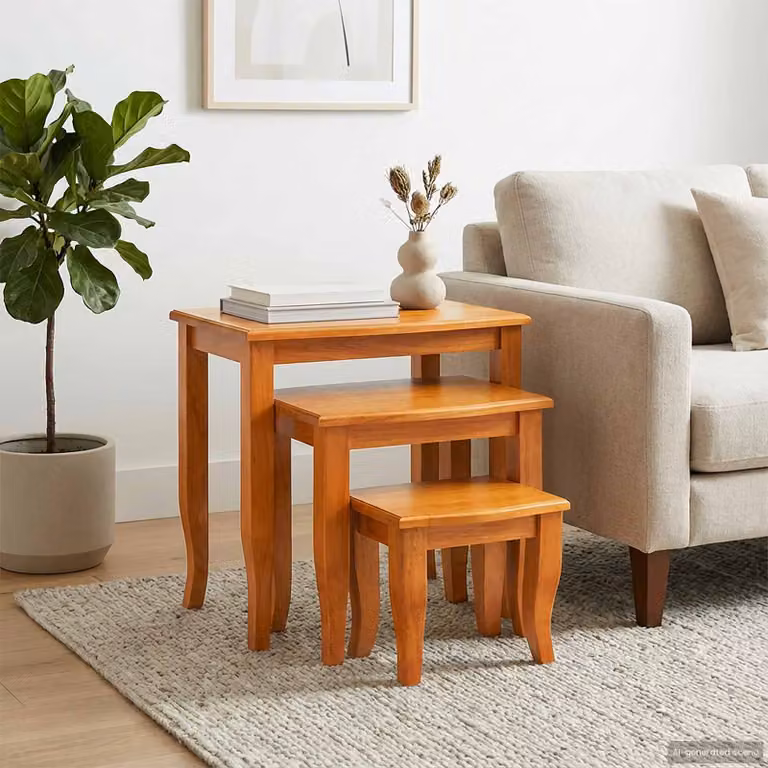 Set di 3 tavolini nesting vidaXL in legno stile rustico colore marrone L/P/H: 60 x 45 x 60,5 cm