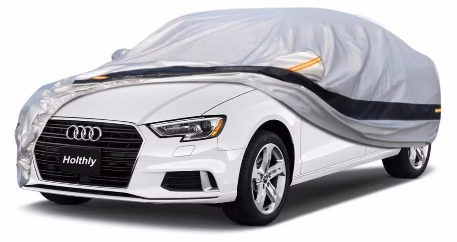 Copertura protettiva per auto, compatibile con Audi A3 (2013-2024), multistrato (10 strati), 100% impermeabile, protezione UV, colore argento