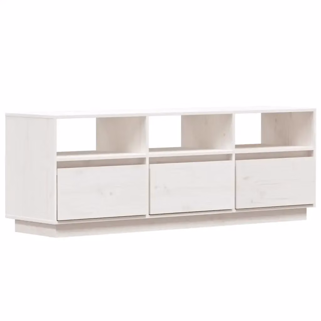 vidaXL Mobile Porta TV Bianco in Legno di Pino, L 140 cm x P 37 cm x H 50 cm – 2