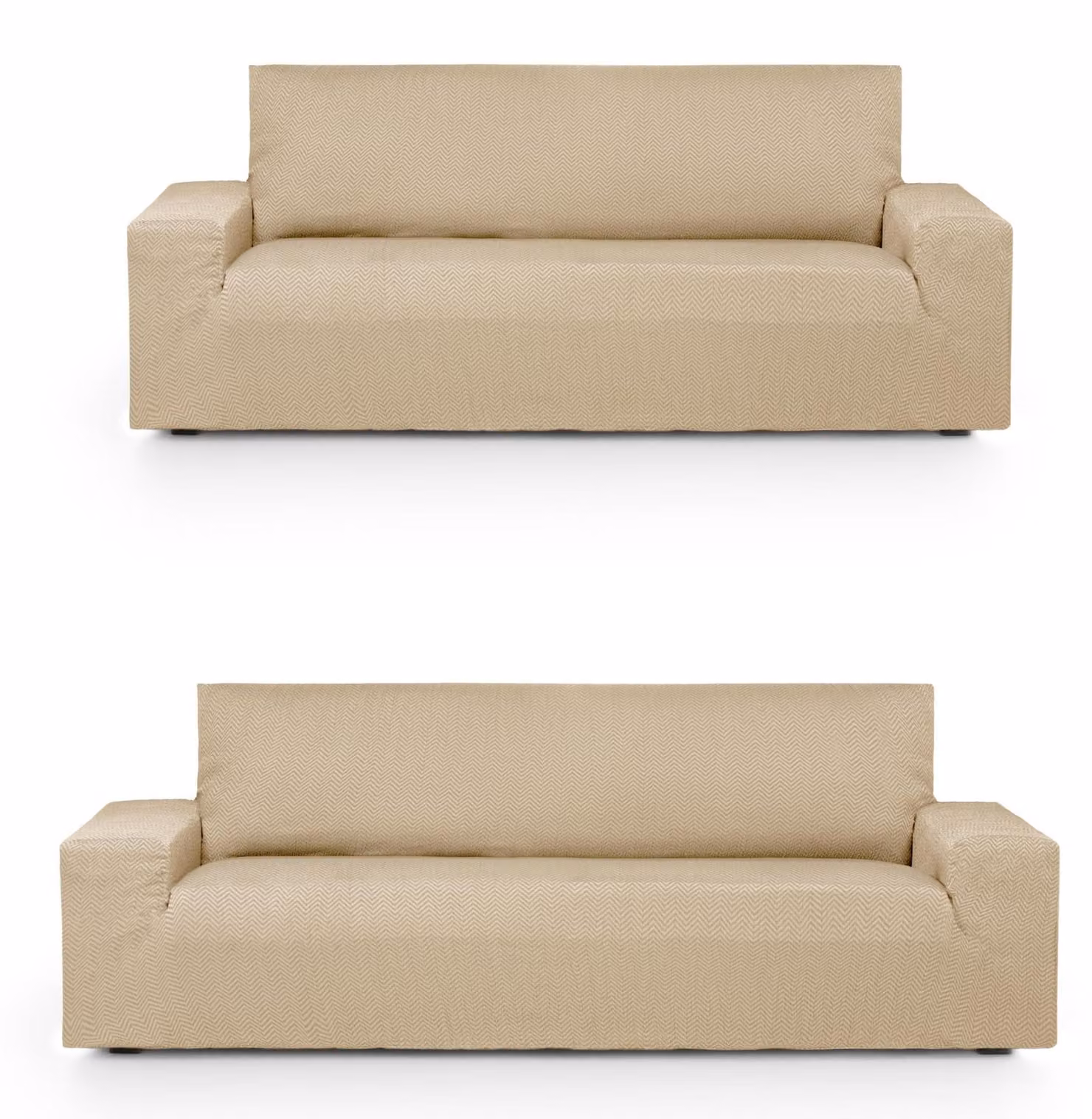 Set di copri divano elasticizzati per divano a 3 e 2 posti, color beige