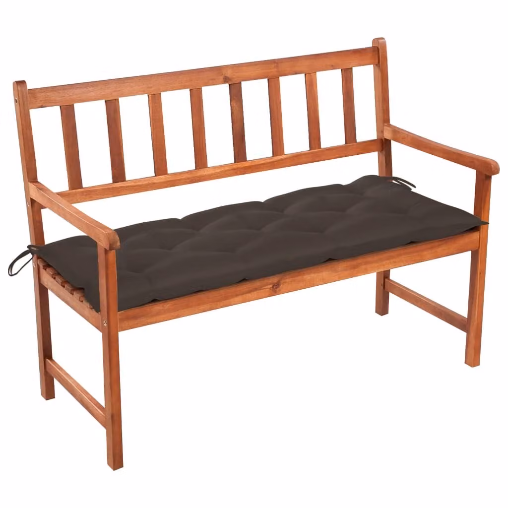 The Living Store Panca da giardino con cuscino 120 cm in legno massiccio di acacia