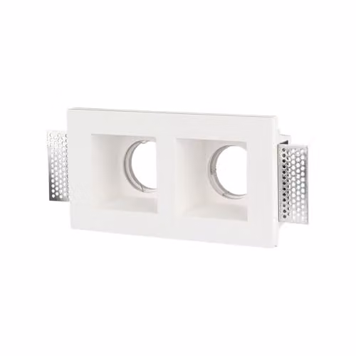 Portafaretto LED da Incasso Quadrato 2xGU10 e GU5.3 (MR16) Corpo in Gesso Bianco