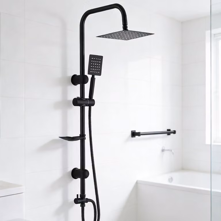 Set completo per sistema doccia con soffione a pioggia da 20 cm, regolabile in altezza da 75 a 110 cm