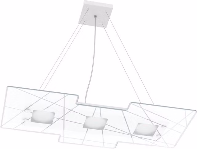 Lampadario Contemporaneo Focus Metallo Bianco Vetro 3 Luci Gx53