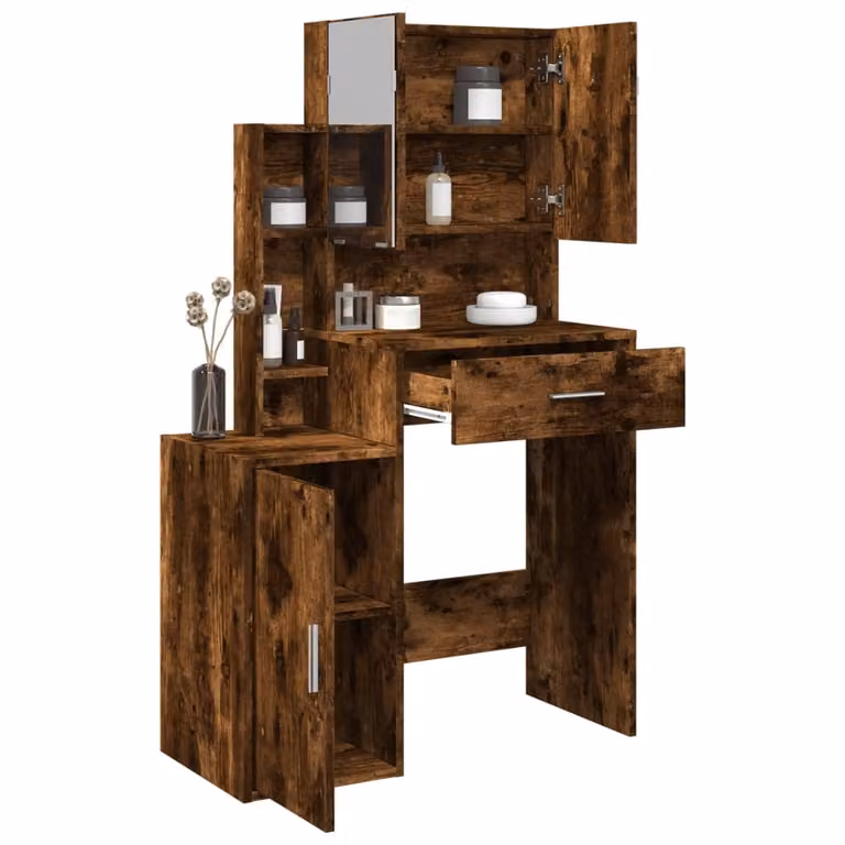 vidaXL Toeletta con Armadietto in Rovere Fumo L: 80 cm, P: 35 cm, H: 132 cm