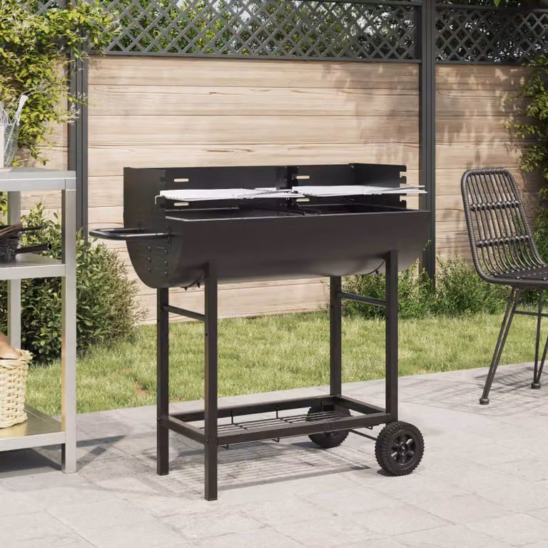 Griglia a carbone vidaXL in acciaio nero L: 96,5 cm, P: 42,5 cm, H: 88,5 cm