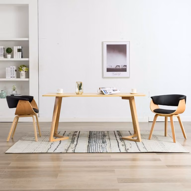 The Living Store Sedie da pranzo 2 pezzi in legno curvato nero e Similcuoio