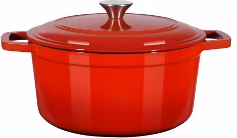 Pentola in ghisa smaltata VEVOR per brasare e stufati, capacità 5,7 l, colore rosso