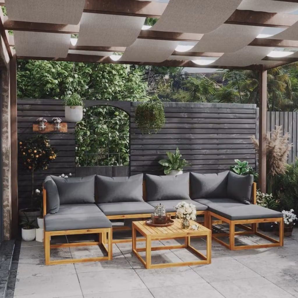 Maison Exclusive - Set da giardino da 7 pezzi con cuscini, in legno massello di acacia