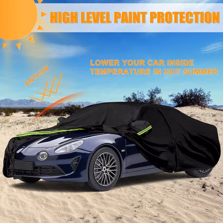 Copertura per auto, adatta a garage completo, per Alpine A110 dal 2017 al 2025, colore nero, impermeabile, con porta con cerniera