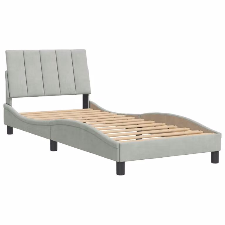 Giroletto senza Materasso Hanko Grigio Chiaro 90x190 cm Velluto