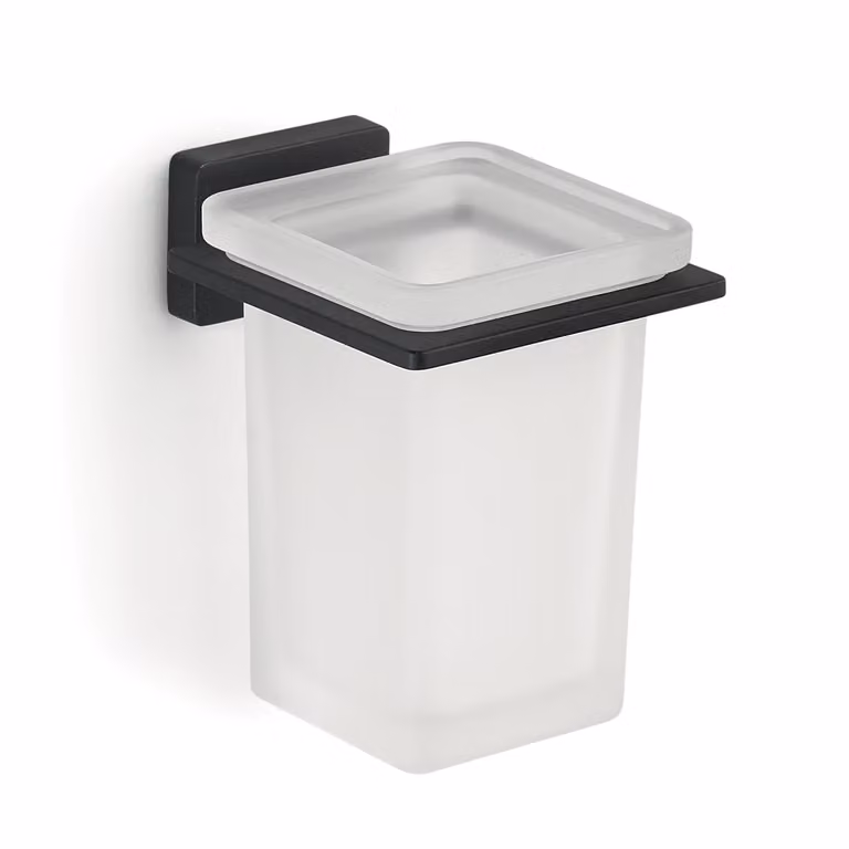 Portaspazzolini da muro in acciaio inox e Cromall 4410 Gedy serie ATENA Nero Opaco