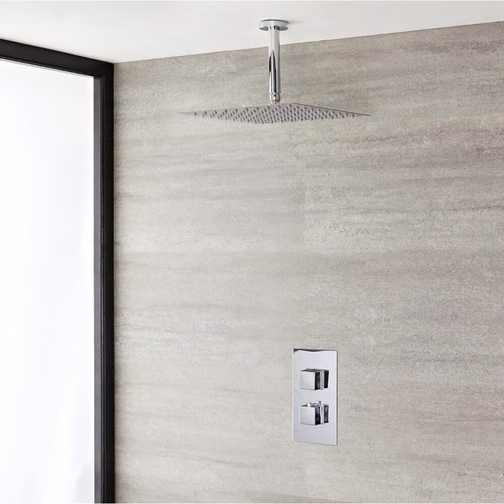 Doccia Termostatica con Miscelatore e Soffione da Soffitto - Kubix