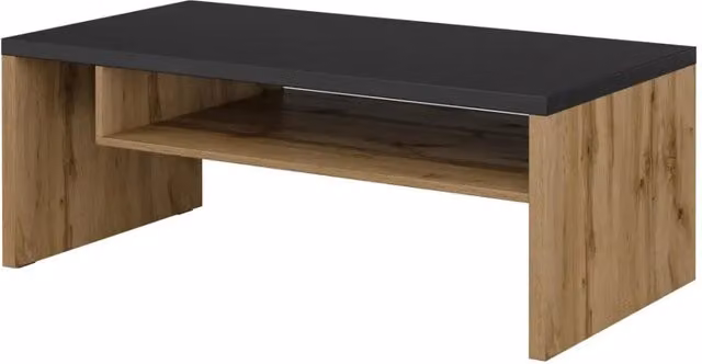 Tavolino HAVANA Meublorama in Rovere e Nero con Piano Opaco e Nicchia, L/P/H: 120 x 60 x 45 cm